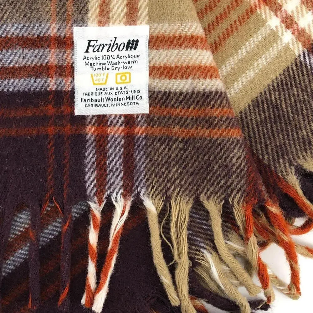 70s vintage fabio by faribault Woolen Mills Co throw blanket 1970s